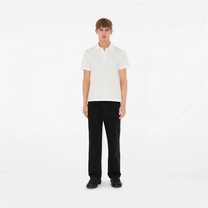 burberry shield embroidery cotton pique polo shirt